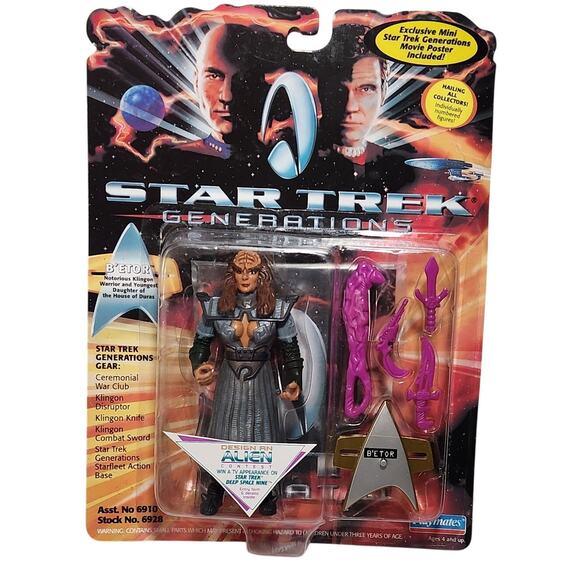 Star Trek Generations Vintage B'etor 5" Action Figure Playmates 1994 Sealed - Picture 1 of 4
